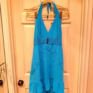 Giocam Short Halter Turquoise Sundress w/Embroidery Size XL
